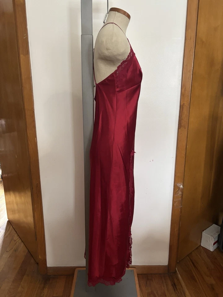 DE COLECCIÓN: Vestido sin Mangas Lencería Maxi Sedoso Sleaze Indie *TALLA S (ROJO) Foto 3 de 4