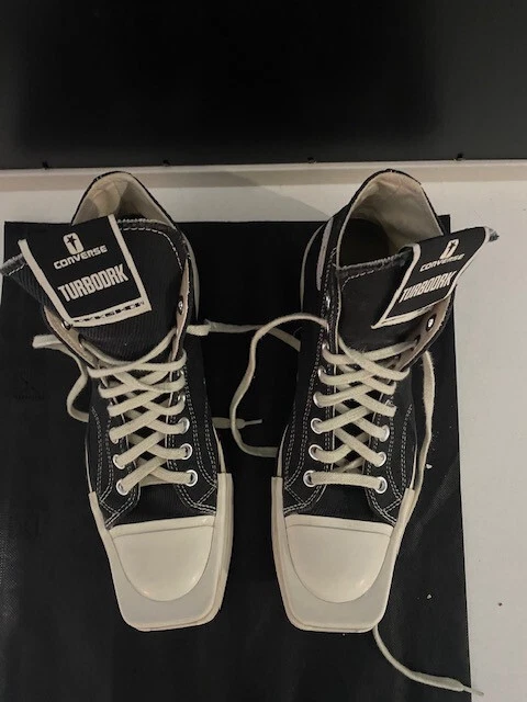 42 Rick Owens X Converse Drkshdw Turbodrk Dark Shadow Black Sneakers Men's