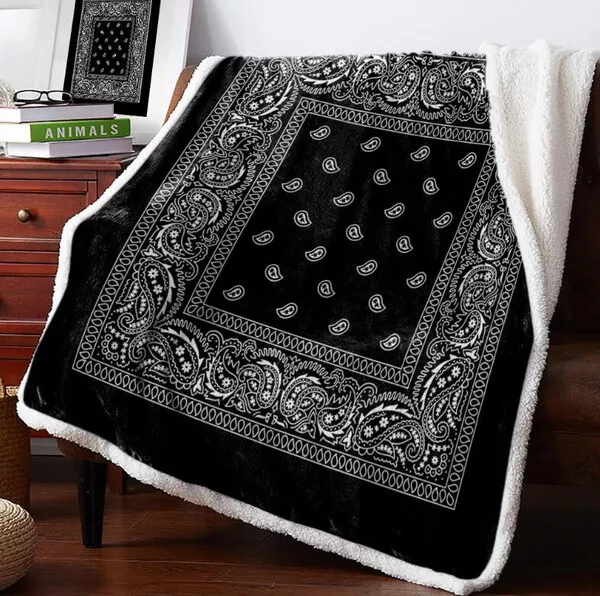 Bandana Pattern Fleece Blanket Men Women Blanket 3D Print Travel Throw Blanket
