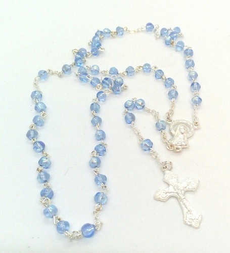 Rosario de cuentas de vidrio azul de Italia - Imagen 2 de 2