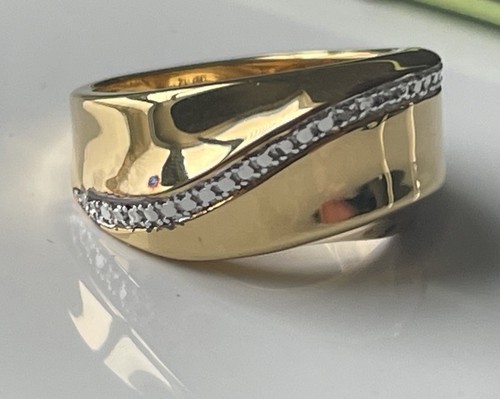 Bicolor Sterlingsilber Wellenring mit Diamant Akzenten Gr. 7 Neu im Karton - Bild 1 von 9