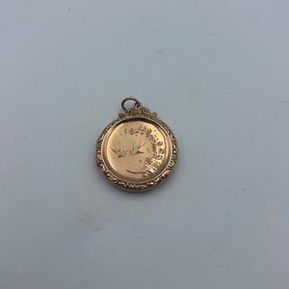 Antique 9ct Back & Front Round Photo Locket Engraved 5.7g
