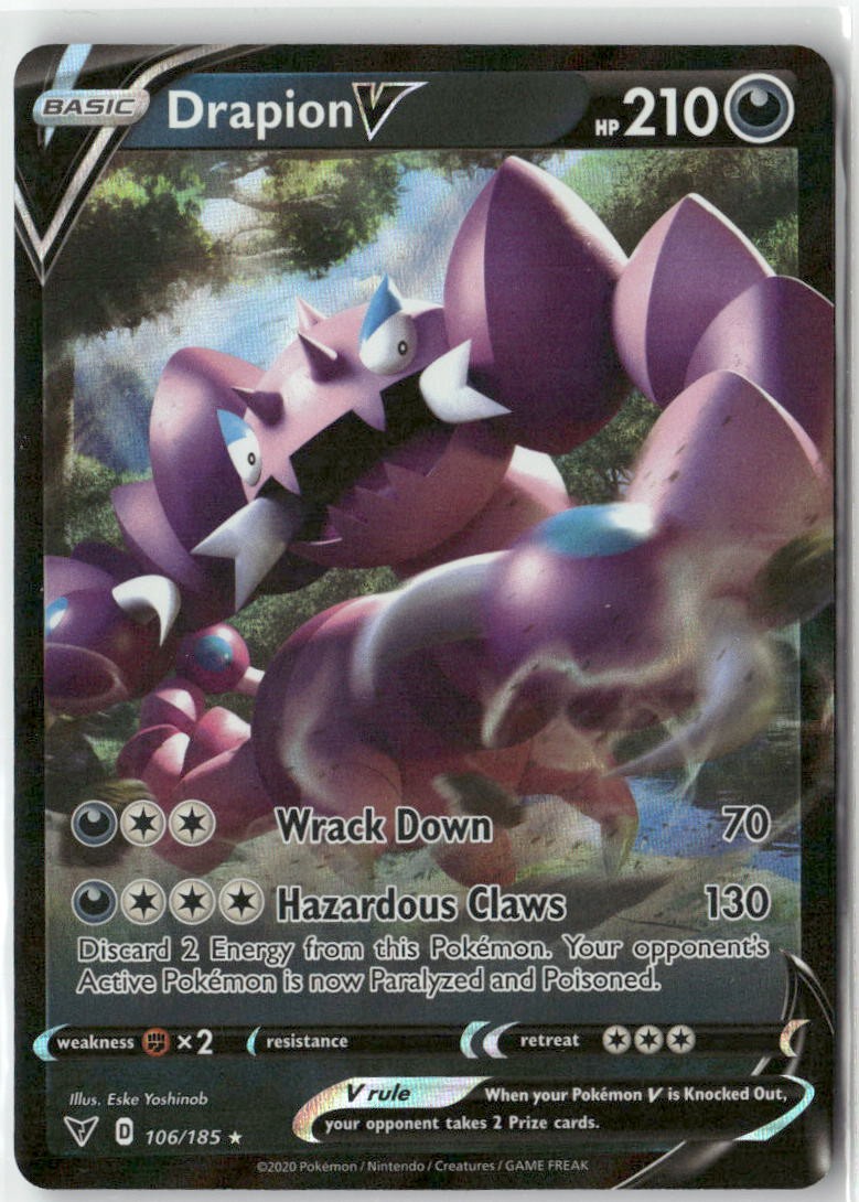 Drapion V 106/185 Holo V Rare Vivid Voltage Pokemon Near Mint