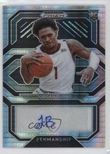 2021-22 Panini Prizm Draft Picks College Penmanship Hyper Jordan Burns Auto 4f5