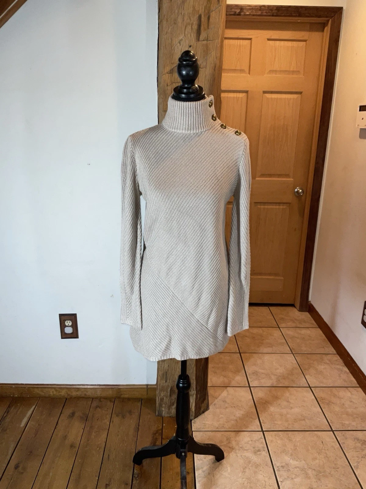 Abito tunica Tory Burch Brodie maglione maglia a costine taglia small petite