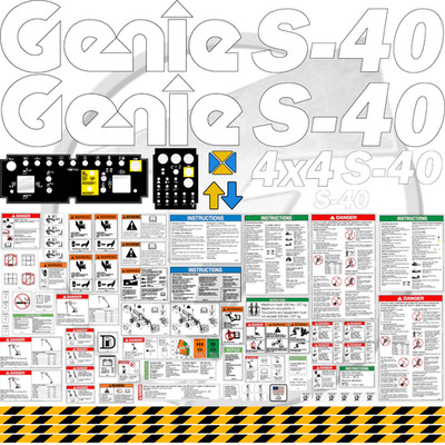 Fits Genie S-40 Decal Kit Boom Lift Stickers - Free Shipping - 3M Vinyl