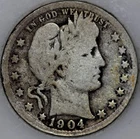 1904-P Barber Quarter 90% Silver, Early US Coin As Shown [SN02]