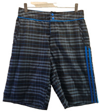 Adidas Plaid Board Shorts Boys Large Button Zipper Casual Pockets Comfort