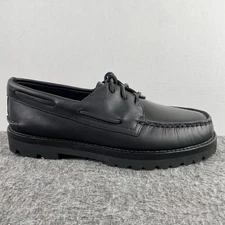 Sperry Authentic Original Lug 3-Eye Black Leather Boat Shoes STS24891 Men's 8.5