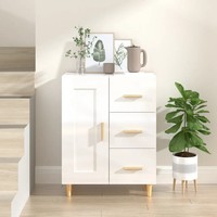 Sideboard Hochglanzweiß 69,5X34X90 Cm Holzwerkstoff Wohnzimmer