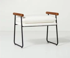 ⚡️Hearth & Hand Furniture Ottoman Metal & Wood Living Room Cream Black