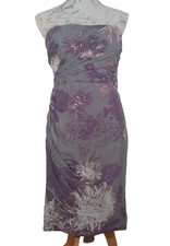 MONSOON Anise Dress 100% Silk Notre Dame Grey/Purple BNWT Women's Size UK 12