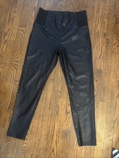 A New Day Women's Stretch High Rise Pull On Faux Leather Vegan Pants Large