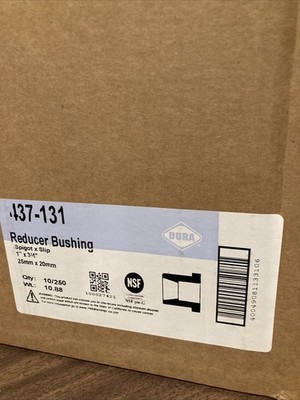 250 Pack- Dura Plastic Products 437 131 Reducer Bushing Slip 1 Inch x 3/4 In