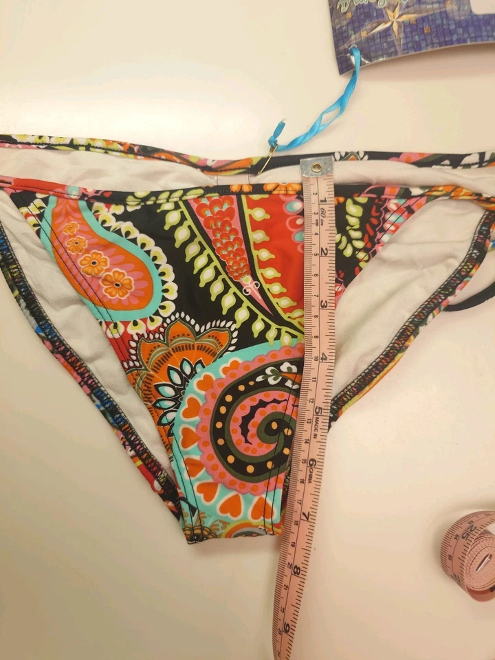 NWT Red Paisley LULI FAMA Rumba Halter Top Tie-Side Bikini Swim Suit Bikini M - Image 4 of 4