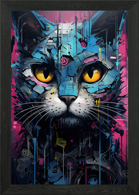 Cyborg Cat Machine Framed Wall Art Poster Canvas Print Picture