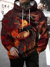 Gothic Dragon Flame All Over Print Hoodie - Adults Youth