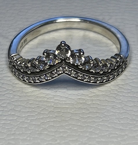 Genuine Pandora π Princess Wishbone Ring π Size 60 π 197736CZ