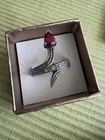 Vintage Sterling Silver Marcasite Ruby Snake Ring Sz 8.5 Signed MT 925