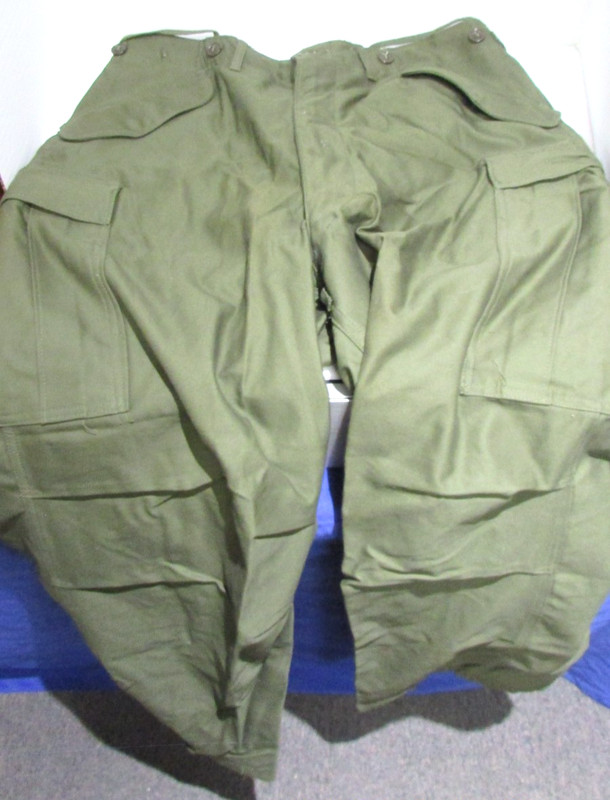 VTG US Army M-1951 Shell Field Pants Mens Medium Long Green Cargo Trousers 1950s