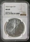 2025 $1 American Silver Eagle Dollar NGC MS69
