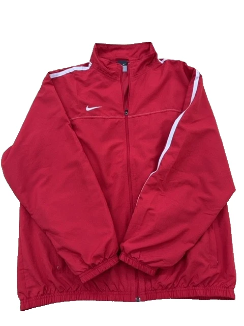 Nike Men's Red Track Jacket Size XL Full Zip Athletic Windbreaker