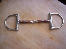 Used Coronet SS Dee Ring Snaffle Bit 5 1/2" Mouth w/ Copper  SS Rollers