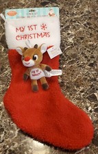 BABY MY FIRST CHRISTMAS RUDOLPH THE RED NOSED REINDEER STOCKING  PLUSH RARE