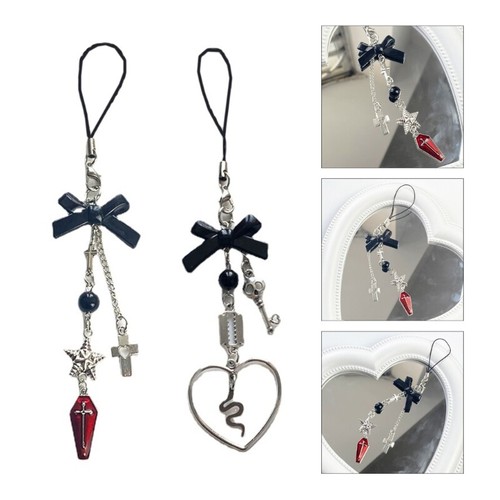 Skull Coffin Phone Strap Y2K Phone Charm Keychain Cross-Bow Keychain for Women - Photo 2 sur 9