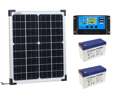 12V Solarset  Solarmodul Laderegler Solarpanel Set Torantriebe geeignet B5