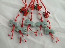 Lot of 5 Chinese Zodiac TIGER Butterfly Knot Jade Cell Phone Charm Strap Red