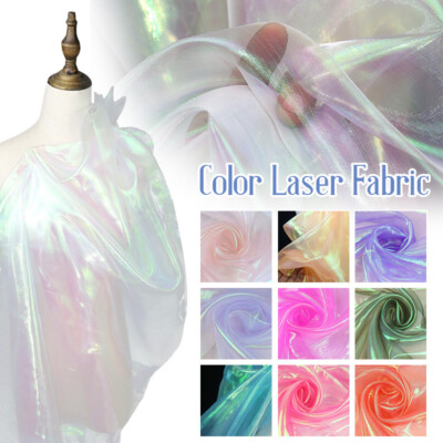 Shiny Gradient Organza Fabric Transparent Flash Iridescent Colorful Fabric Gauze
