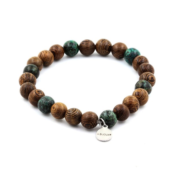 Steine Und MinéRaux. Armband Perlen TüRkis Afrikanischer + Holz 8 Mm. Made-image
