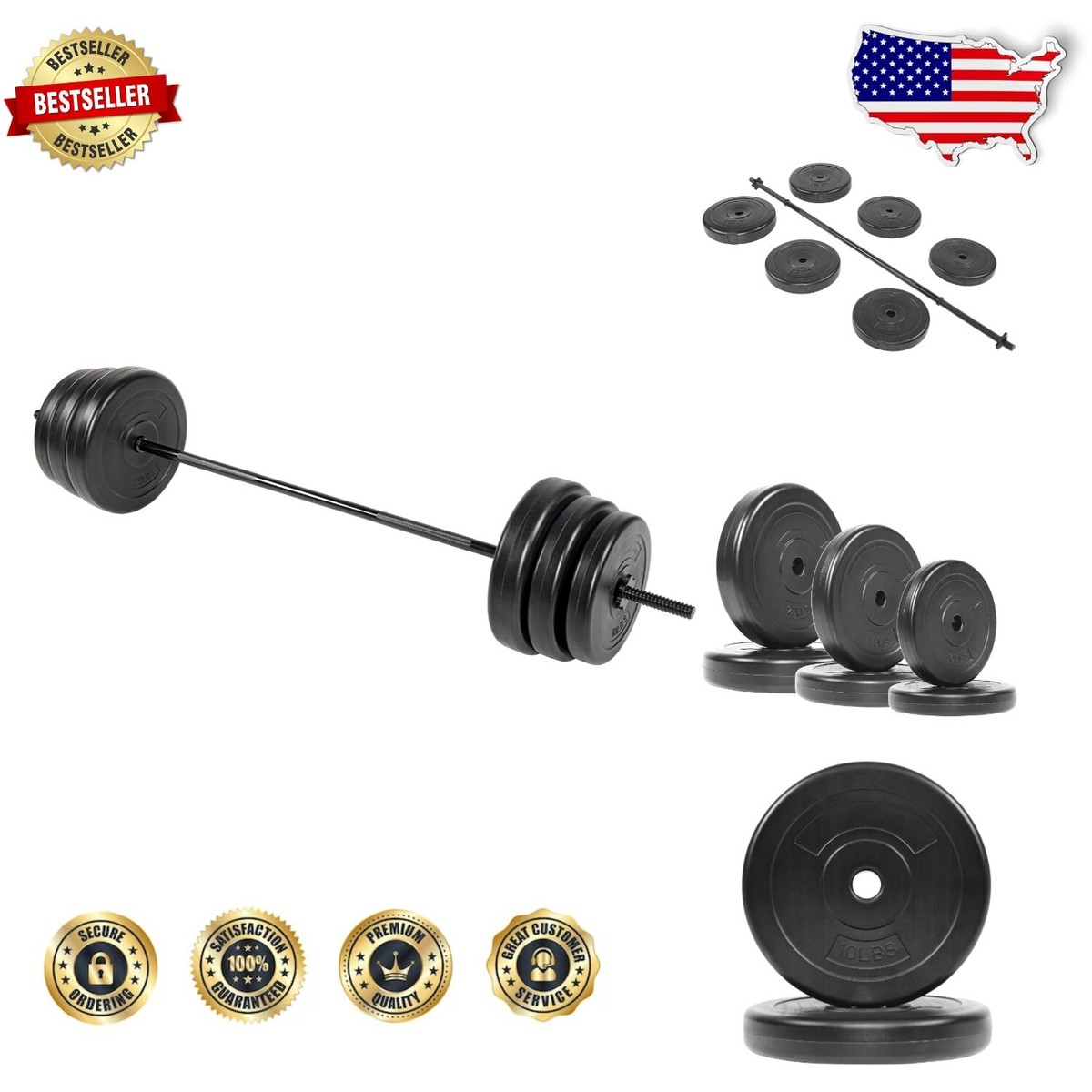 Durable 100-Pound Exercise Weight Set with Chrome Barbell