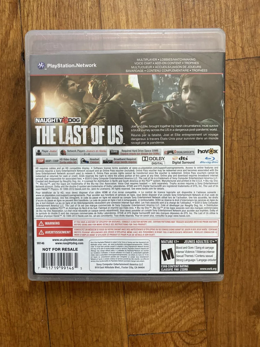 The Last of Us (Sony PlayStation 3, 2012) PS3