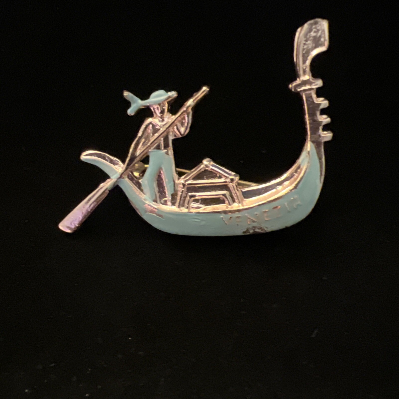 Vintage Gondola Venezia Rose Goldtone Brooch 2” Length Pin