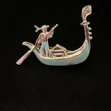 Vintage Gondola Venezia Rose Goldtone Brooch 2” Length Pin