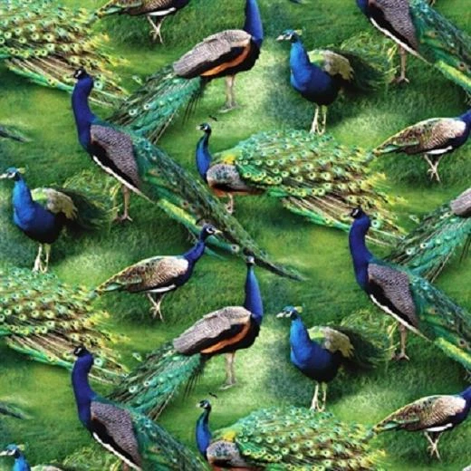 SPRINGS CREATIVE Fat Quarter Wild Wings Pagent Of Color Peacocks 100% Cotton Quilting Fabric