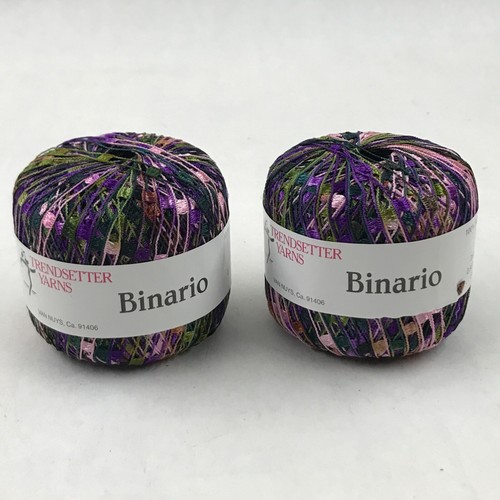 2 Trendsetter Binario 106 Narrow Ladder Yarn - Purple, Pink, Greens - New 82 Yds