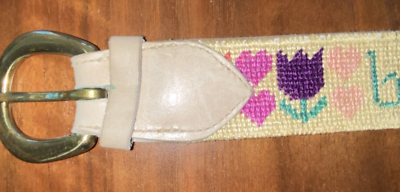 VTG Dan Place Multicolor Floral Needlepoint Belt Womens Size 30 Dan Place EUC Multicolor UNISEX Triangle Needlepoint Belt  main image 2