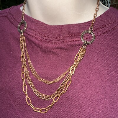 J CREW Brushed Copper Multi Layered Necklace 3 Tiers NEW  BID 4 CHARITY 265