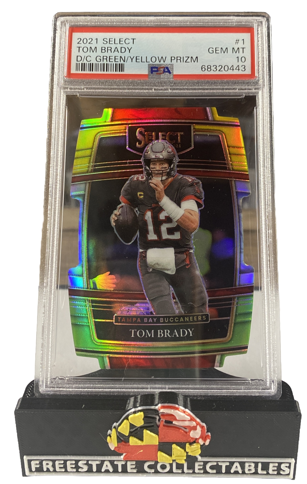 2021 Select Tom Brady Green/Yellow Die-Cut Prizm Concourse #1 PSA 10 Bucs