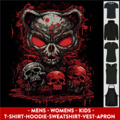 Eine böse Katze mit Totenkopf Satanic Kitty Herren Damen Kinder Unisex