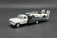 1969 FORD F-350 RAMP TRUCK AND MUSTANG TRANS AM 1/64 scale DIECAST CAR