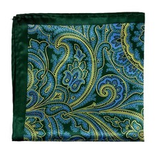 Green  Yellow Paisley Pocket Square