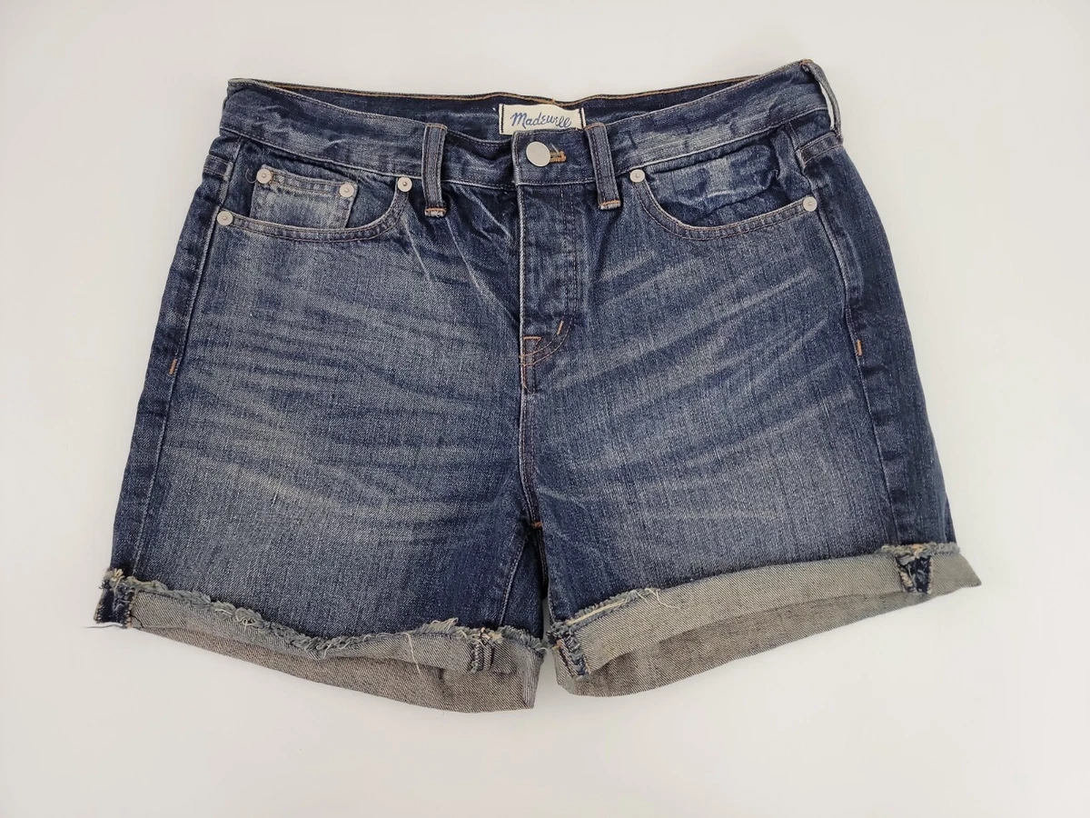 Madewell Denim Jean Short Cut Off Shorts Size 27 Blue Frayed Roll
