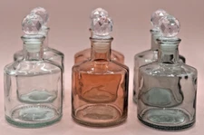 Decorative Lustrous Glass Bottles with Stopper, New, 5in x 3in,Clear/Blush/Gray