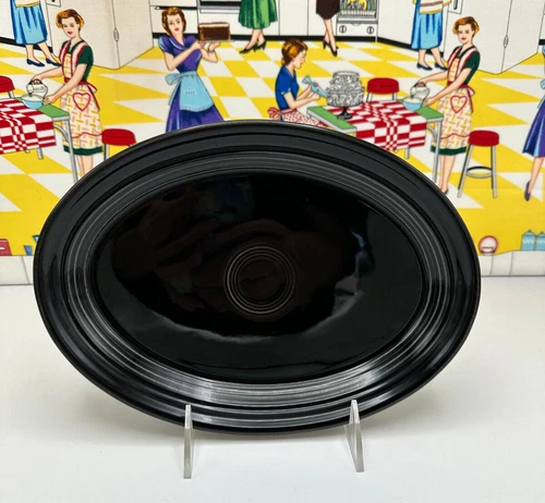 Fiesta Small Oval Plate Platter Dish Black 9 5/8" Post 86 Fiestaware