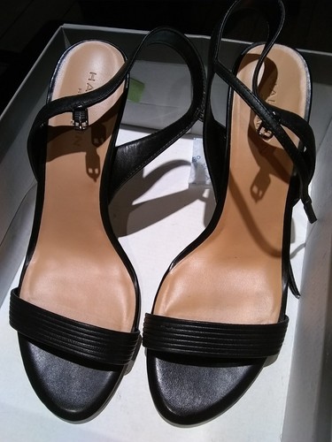 Winnie Halston Heritage sandals black leather size 10 NIB 3½" heels retail $325 - Picture 5 of 12