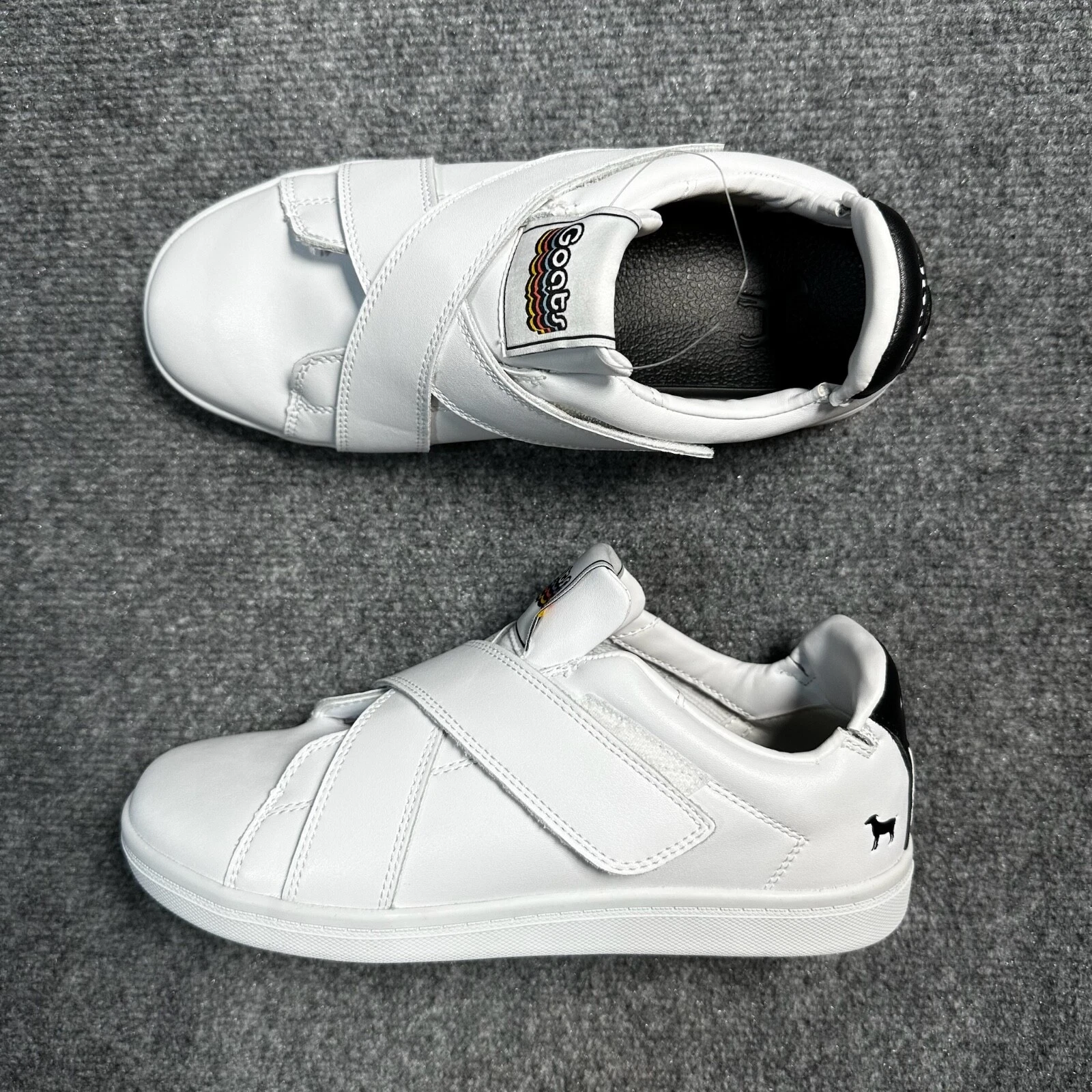 NEW Goats Shoes Womens 7.5 White Leather Hook Loop Walking Sneakers Casual